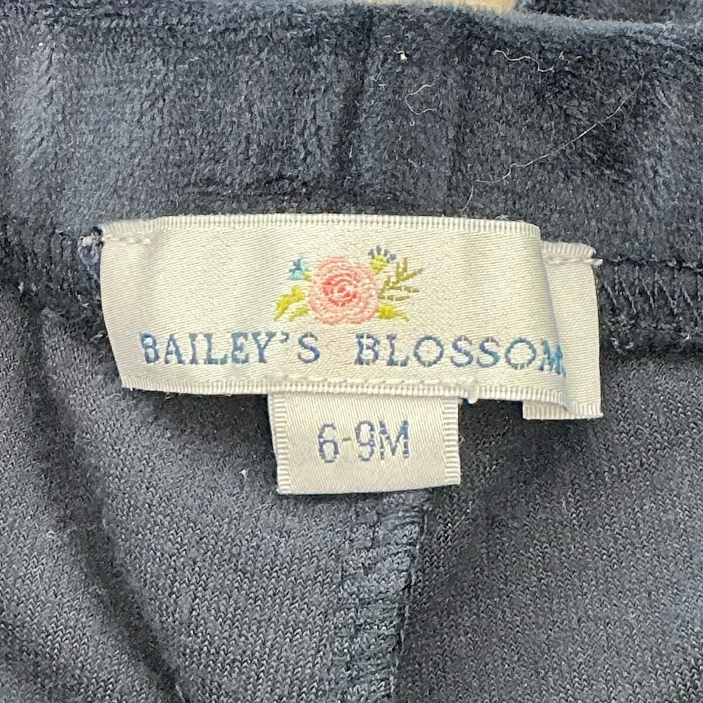 KIDS: Bailey’s Blossoms Lina Pleated Velour Bell Bottoms in Blue